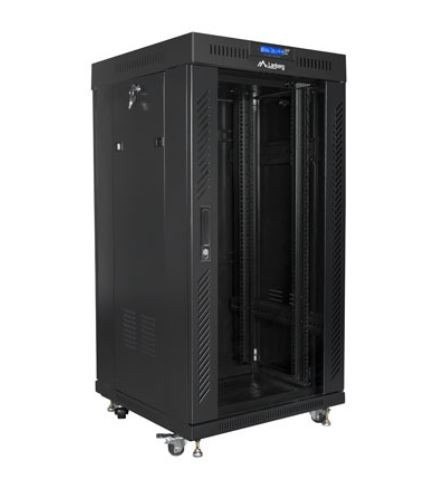 SZAFA INSTALACYJNA RACK STOJĄCA 19" 22U 600X600 CZARNA DRZWI SZKLANE LCD LANBERG (FLAT PACK) V2 SZAFA INSTALACYJNA RACK STOJĄCA 19" 22U 600X600 CZARNA DRZWI SZKLANE LCD LANBERG (FLAT PACK) V2
