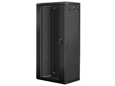 Szafa instalacyjna wisząca 19'' 27U 600X450mm czarna (drzwi szklane) Szafa instalacyjna wisząca 19'' 27U 600X450mm czarna (drzwi szklane)
