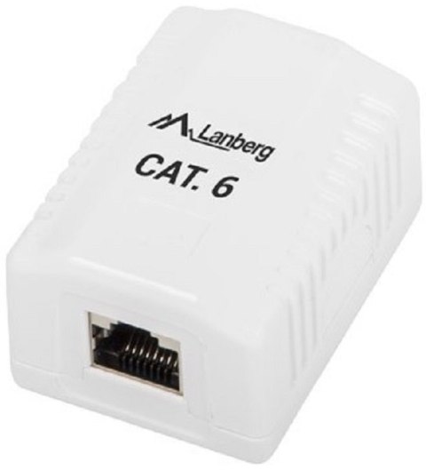 Gniazdo natynkowe 1x RJ45 Kat.6 białe ekranowane Gniazdo natynkowe 1x RJ45 Kat.6 białe ekranowane