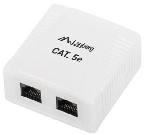Gniazdo natynkowe 2x RJ45 Kat.5E białe Gniazdo natynkowe 2x RJ45 Kat.5E białe