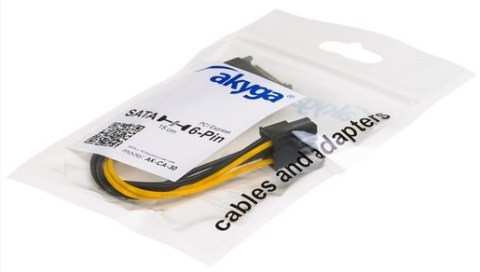 Kabel zasilający AKYGA SATA (wtyk) - PCI-E 6-pin (gniazdo) 0.15m. AK-CA-30 Kabel zasilający AKYGA SATA (wtyk) - PCI-E 6-pin (gniazdo) 0.15m. AK-CA-30