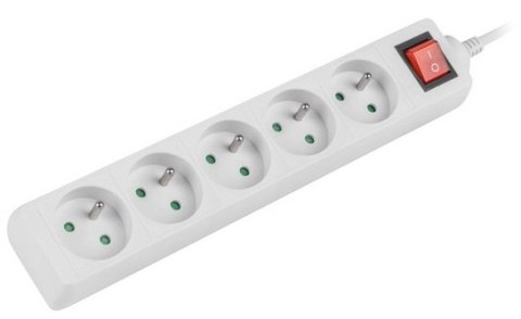 Listwa zasilająca 3m, biała, 5 gniazd, z wyłącznikiem, kabel wykonany z pełnej miedzi Listwa zasilająca 3m, biała, 5 gniazd, z wyłącznikiem, kabel wykonany z pełnej miedzi
