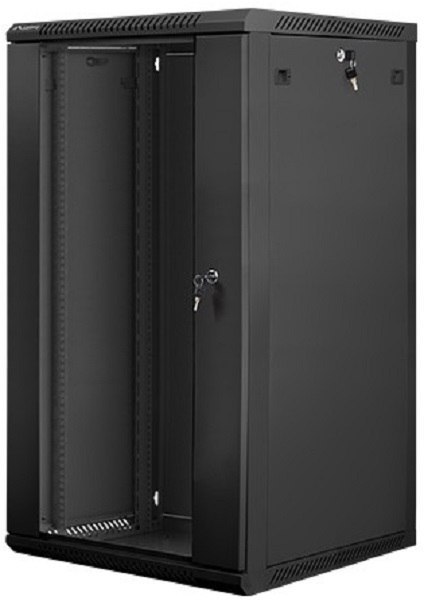 Szafa instalacyjna wisząca 19'' 22U 600X600mm czarna (drzwi szklane) Szafa instalacyjna wisząca 19'' 22U 600X600mm czarna (drzwi szklane)
