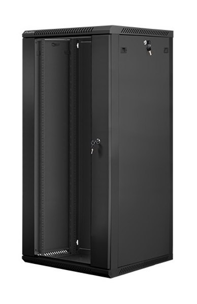 Szafa instalacyjna wisząca 19'' 27U 600X600mm czarna (drzwi szklane) Szafa instalacyjna wisząca 19'' 27U 600X600mm czarna (drzwi szklane)