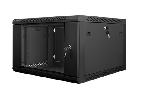 Szafa instalacyjna wisząca 19'' 6U 600X600mm czarna (drzwi szklane) Szafa instalacyjna wisząca 19'' 6U 600X600mm czarna (drzwi szklane)