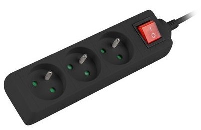Listwa zasilająca 3m, czarna, 3 gniazda, z wyłącznikiem, kabel wykonany z pełnej miedzi Listwa zasilająca 3m, czarna, 3 gniazda, z wyłącznikiem, kabel wykonany z pełnej miedzi