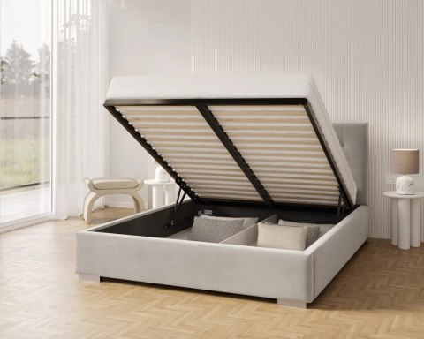 ŁÓŻKO TAPICEROWANE LUCERNA Z POJEMNIKIEM I STELAŻEM PODNOSZONYM