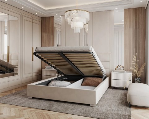 ŁÓŻKO TAPICEROWANE APOLLO Z POJEMNIKIEM I PODNOSZONYM STELAŻEM