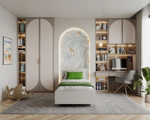 ŁÓŻKO LEWITUJĄCE LIMA TAPICEROWANE Z POJEMNIKIEM I STELAŻEM PODNOSZONYM