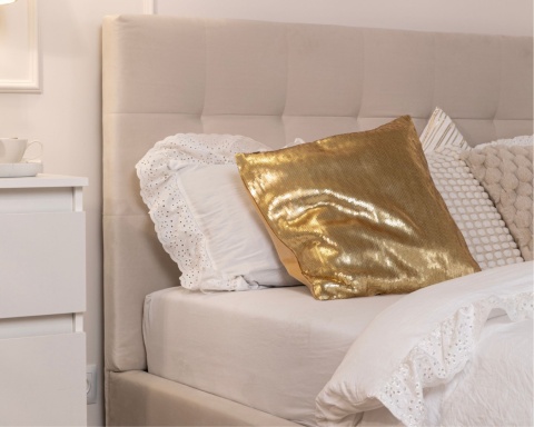 ŁÓŻKO TAPICEROWANE LUCERNA Z POJEMNIKIEM I STELAŻEM PODNOSZONYM