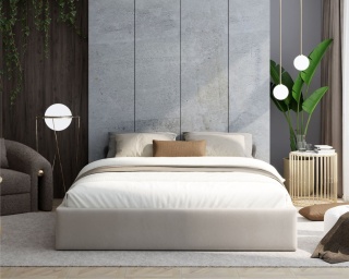 ŁÓŻKO TAPICEROWANE ORLANDO BEZ ZAGŁÓWKA ZE STELAŻEM METALOWYM PODNOSZONYM