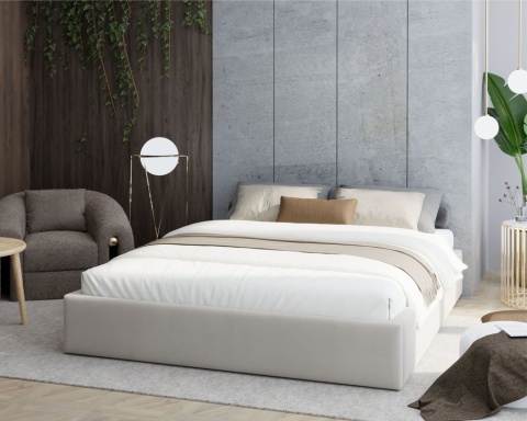 ŁÓŻKO TAPICEROWANE ORLANDO BEZ ZAGŁÓWKA ZE STELAŻEM METALOWYM PODNOSZONYM