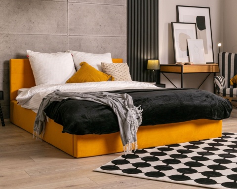 ŁÓŻKO TAPICEROWANE RINO Z POJEMNIKIEM I STELAŻEM PODNOSZONYM