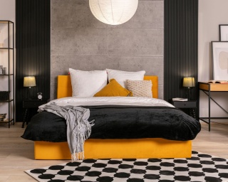 ŁÓŻKO TAPICEROWANE RINO Z POJEMNIKIEM I STELAŻEM PODNOSZONYM